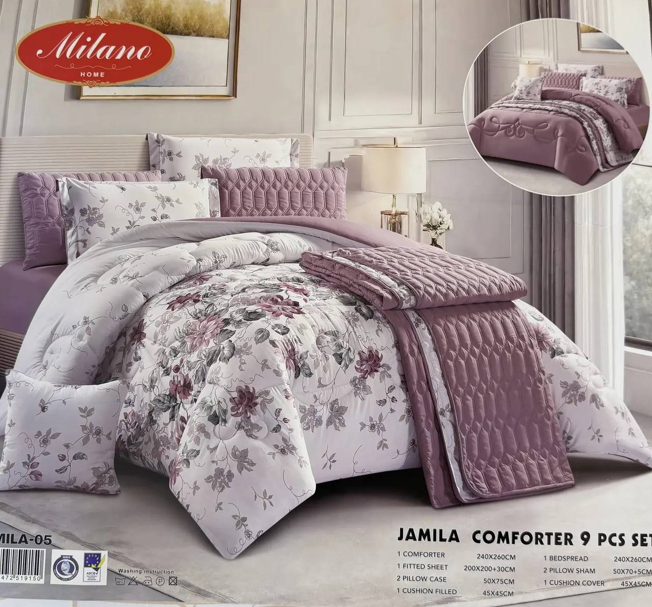 Jamila Luxury Duvet Comforter Set – 9 Pieces